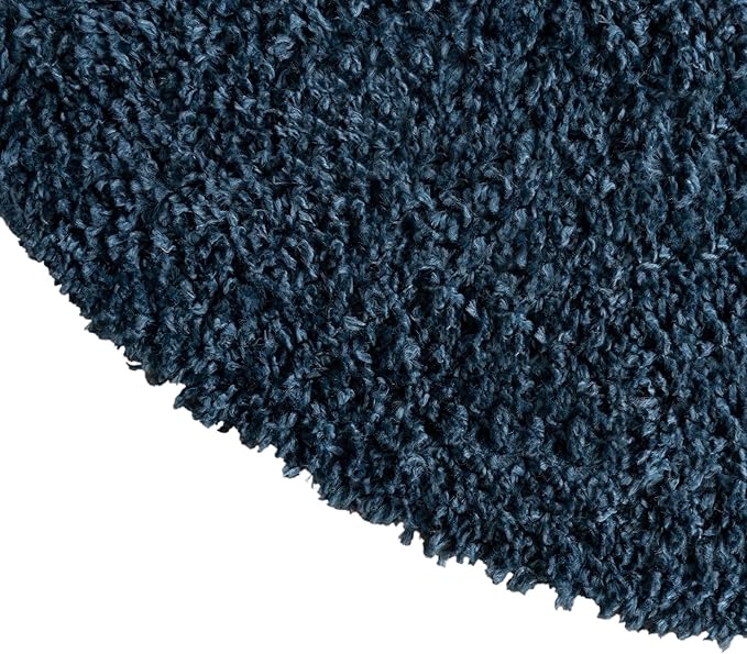 Unique Loom Davos Shag Collection Area Rug - Solid (10' Round, Marine Blue)