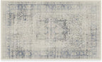 RUGGABLE Washable Vintage Area Rug – Kamran Blue Quartz 3x5, Stain-Resistant, Non-Slip – Small Machine Washable Rugs for Living Room, Bedroom, Hallway, Entryway & Office–with Standard Pad