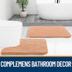 OLANLY Bathroom Rugs 30x20, Extra Soft Absorbent Chenille Bath Rugs, Rubber Backing Quick Dry, Machine Washable Bath Mats for Bathroom Floor, Tub and Shower, Home Decor Accessories, Peach