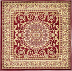 Unique Loom Versailles Collection Traditional Classic Medallion Floral Motif Area Rug (4' 0 x 4' 0 Square, Burgundy/ Ivory)