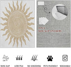 Boho Washable Rugs for Bedroom 4x5, Modern Sun Print Soft Minimalism Area Rug, Non Slip Low Pile Abstract Carpet for Classroom Living Room Decor Dining Room Sofa Kids Nursery Room, Beige Yellow