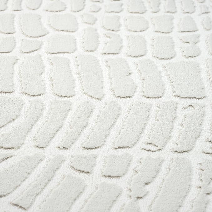 Abani Cream Area Rug for Living Room, Bedroom - Pebble Pattern - 8 x 10 - Durable & Easy to Clean