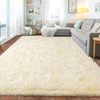 Fluffy Area Rugs for Living Room, Soft Shaggy Carpets for Living Room, Upgrade Non-Slip Plush Rugs for Kids' Room, Perfect Decor for Modern Home Light Champagne 5x7 Feet