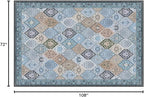 Phantoscope Washable Area Rug 6'x9' Non-Slip, Vintage Boho Rugs for Living Room, Bedroom, Dining Room, Distressed Moroccan Mosaic Diamond Pattern, Low-Pile Foldable Floor Carpet, Blue Teal/Neutral
