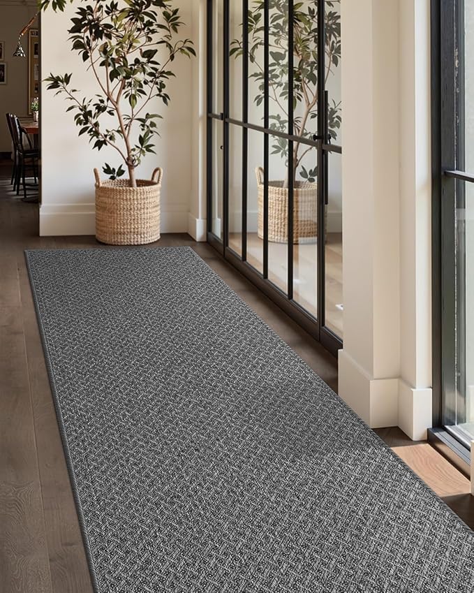 Color&Geometry Large Door Mat 3'x10' Runner Rug with Rubber Backing(Rolled-up NO Creases), Non Slip Washable Hallway Runner Rug, Carpet Runners for Hallway Living Room Bedroom, Grey
