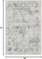 RUGGABLE Washable Vintage Area Rug – Sarrah Blue Quartz 4x6, Stain-Resistant, Non-Slip – Medium Machine Washable Rugs for Living Room, Bedroom, Hallway, Entryway & Office–with Standard Pad