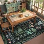 Floral Boho 5x7 Area Rugs for Living Room, Botanical Black Washable Bedroom Rug Non Slip, Large Soft Indoor Throw Carpet for Entryway Kitchen Dining Room Office (Black,5 x 7)