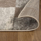 Superior Indoor Area Rug, Jute Backed, Modern Geometric Patchwork Floor Decor for Bedroom, Office, Living Room, Entryway, Hardwood Floors, Rockwood Collection, 3' x 5', Slate