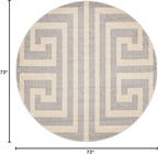 Unique Loom Athens Collection Classic Geometric Modern Border Design Area Rug (6' 0 x 6' 0 Round, Gray/ Beige)