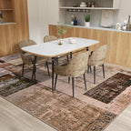 LOCHAS Rug for Living Room, Washable Soft Area Rugs for Bedroom 8x10, Abstract Carpet for Office Kids Dining Room Nursery Floor, Brown Pink Geometric Vintage Home Decor, Non Slip, Pet Child Friendly