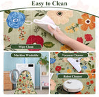 U'Artlines 2'x6' Boho Runner Rug for Hallways Kitchen Colorful Floral Soft Non Slip Washable Floor Carpet Runners for Entryway Laundry Room Bathroom Green