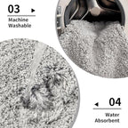 Grey Bathroom Rug 20x32 Non Slip Fluffy Bath Mat for Bathroom Floor Washable Plush Luxury Bath Rug for Tub Soft Shaggy Absorbent Shower Sink Mat
