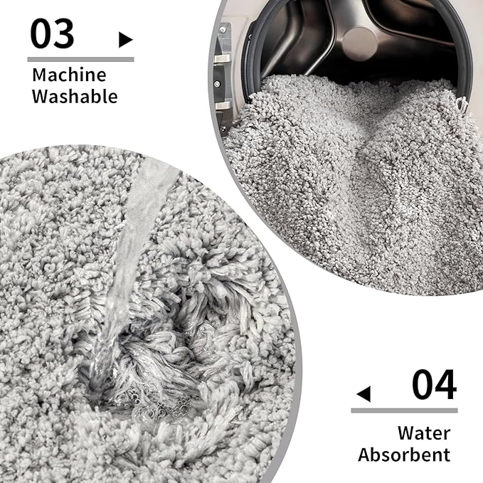 Grey Toilet Rug 22x24 Non Slip Fluffy Toilet Floor Mat U Shaped Washable Bathroom Contour Rug for Toilet Absorbent Thick Toilet Carpet