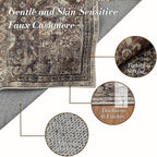 Area Rug 8×10, Large Vintage Boho Rug,Ultra-Soft Low Pile, Washable, Non Slip,Stain Resistant, Printed Carpet for Living Room Bedrooms Playroom Office Kitchen, Oat/Antiquity