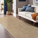 Easy Jute Rugs 2x7 Natural Color Living Room Indoor Outdoor Runner Rug for Farmhouse Patio and Kitchen Rug High Traffic Washable Easy to Clean Solid Boho Woven Design Outside Carpet (2 x 7)