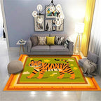 Tiger Rugs for Living Room，5x6ft,Modern Minimalist Style Orange Tiger Rug Suitable for Children's Room，Machine Washable Cute Tiger Rug for Boys and Girls Bedroom Farmhouse Restaurant