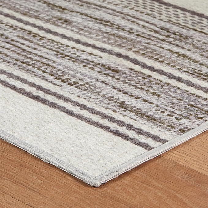 Dash & Albert Ellington Stripe Grey Machine Washable Rug, Runner-2.5 X 8 Feet, Grey Stripe Pattern