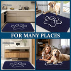 OLANLY Dog Door Mat for Muddy Paws 47x24, Paw Print Design, Absorbs Moisture and Dirt, Absorbent Non-Slip Washable Doormat, Quick Dry Chenille Mud Mat for Dogs, Entry Indoor Entryway Carpet, Navy Blue