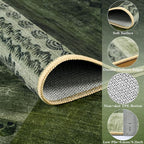 DweIke Large Modern Washable Area Rugs 8x10, Living Room Rug Non-Slip and Non-Shedding Large Rugs for Bedroom, Low Pile Indoor Rubber Backed Carpets for Dining Office Home Decor, Green