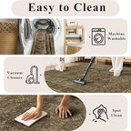 HelloTree 2x3 Entryway Rug Washable Vintage Print Door Mat Kitchen Rugs for Front Door Bedroom Living Room Entrance Small Soft Traditional Distressed Carpet Folable for Room Bedside-Brown