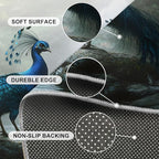 Peacock Rug 3x4-3x4 Rug, Peacock Couples Area Rugs for Bedroom, Nature Waterfall Rugs for Living Room, Animal Bird Washable Mat, Teal Turquoise Carpet - Peafowl Home Decor & Gifts