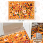 U'Artlines 5x7ft Fall Floral Area Rug, Machine Washable Ultra Soft Low Pile Non Slip Non Shedding Accent Floor Carpet for Living Room, Bedroom, Dining Room, Office (Orange)