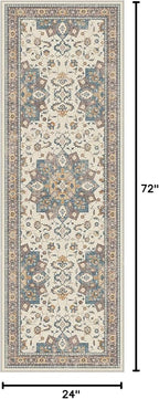 Dripex Kitchen Runner Rug-2x6 Washable Distressed Hallway Runner Oriental Medallion Carpet Non-Slip Non-Shedding Laundry Mat Foldable Thin Entry Throw Area Rug for Living Room Bedroom