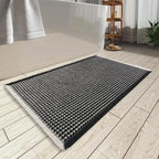 AMOAMI Upgraded Waffle Bath Mat, Super Absorbent Non Slip Bath Mats for Bathroom Floor, Machine Washable Bathroom Rugs with Tassels, Rubber Backed Bathroom Mats, Ultra Soft, 17" x 24",Black & Cream