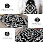 Area Rugs for Living Room 4x6, Moroccan Washable Low Pile Rug, Boho Neutral Farmhouse Ultra Soft Carpet for Bedroom Dining Room Home Decor, Geometric Print Tribal Carpets Black and White