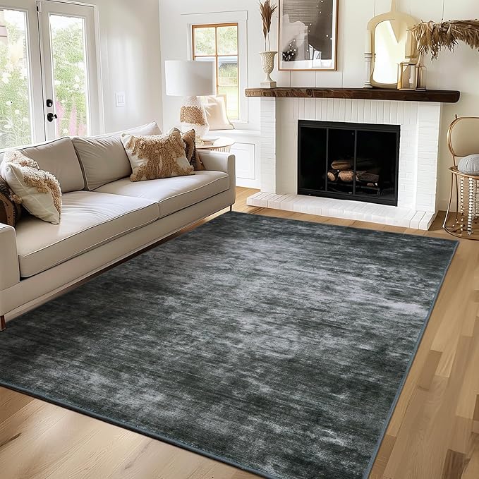 WILLSUN Washable Area Rugs, 3x5 Non-Slip Boho Large Area Rugs for Living Room, Bedroom, Machine Washable Vintage Rug, Indoor Floral Print Carpet for Home Decor, Kid & Pet Friendly Mat