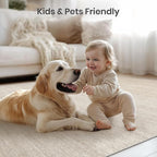 Valenrug Washable Rugs 5x7 - Stain Resistant 5x7 Area Rugs for Living Room, Non Slip Backing Printed Rugs for Bedroom, Folable Machine Washable Area Rug (5'x7', Beige)