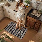 Lahome Striped Easy Jute Front Door Mat, 2x3 Washable Kitchen Rug Small Indoor Outdoor Rugs for Entryway, Farmhouse Neutral Lightweight Non Slip Black Carpet for Foyer