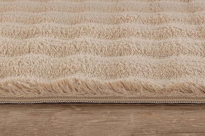 CAMILSON Modern Beige Non Slip Rug 3x5 Ultra Soft High Pile Area Rugs Non Skid Rubber Backing Durable & Easy to Clean Carpet for Living Room Bedroom Kids Room Indoor Use (3 x 5 Beige)