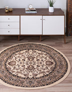 Unique Loom Sialk Hill Collection Area Rug - Washington (3' 3" Round Ivory/Black)