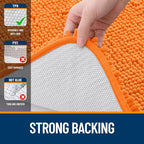 OLANLY Bathroom Rugs 70x24, Extra Soft Absorbent Chenille Bath Rugs, Rubber Backing Quick Dry, Machine Washable Bath Mats for Bathroom Floor, Tub and Shower, Home Decor Accessories, Orange