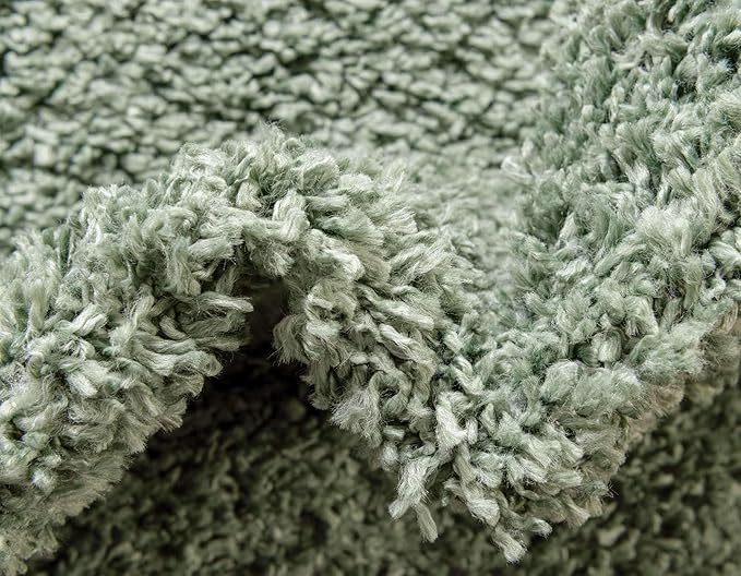 Unique Loom Davos Shag Collection Area Rug - Solid (7' 10" x 11' Rectangle, Sage)