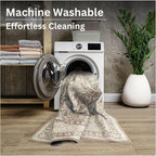 Bloom Rugs Washable Non-Slip 3' x 5' Rug - Light Brown Traditional Medallion Area Rug for Living Room, Bedroom, Dining Room, and Kitchen - Exact Size: 3' x 5'