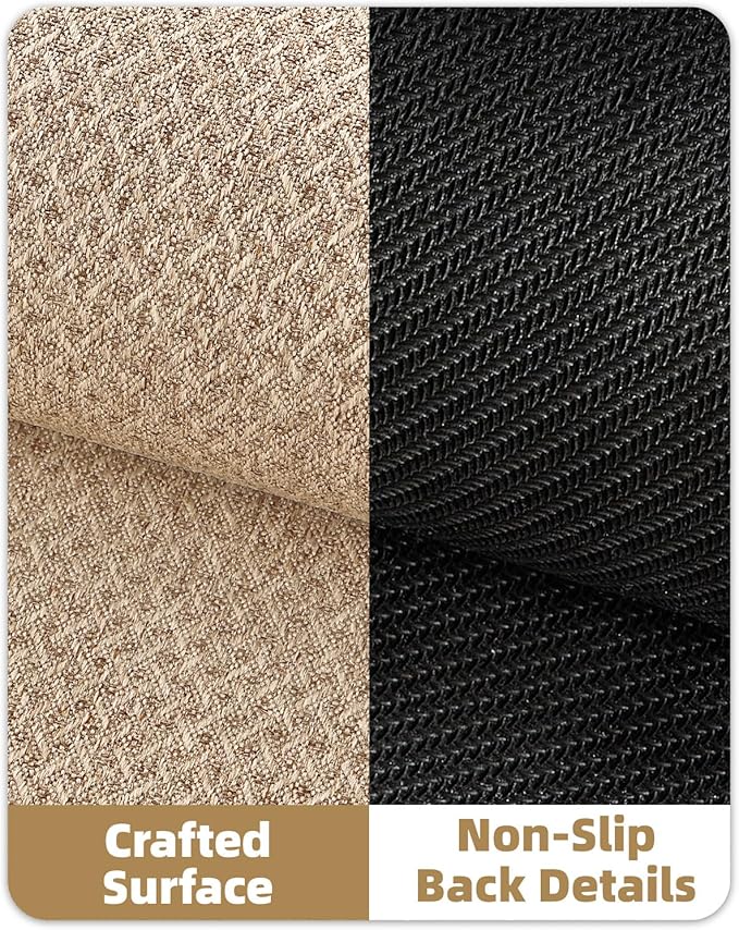 Color&Geometry Ultra Thin Indoor Door Mat Non Slip Rubber Backed Dirt Trapper 36"x56"(Rolled-up NO Creases), Rugs for Entryway, Front Door Mat Indoor Washable Low-Profile Entry Mat, Khaki