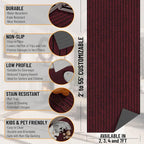 Ottomanson Mud Mat 2' x 2' Entryway Rug - Non-Slip Scraper Doormat for Muddy Paws, Dirt Trapping Indoor/Outdoor Mat for High-Traffic Areas, Kitchen, Garage, Patio, Red