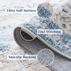 jinchan Kelda Runner Rug 3x10 Washable Rug Soft Hallway Runner Indoor Vintage Print Floor Cover Retro Distressed Lightweight Non-Slip Thin Carpet for Bathroom Kitchen Living Room Bedroom Blue