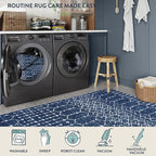 Lahome Moroccan Washable Area Rugs 6x9 Non-Slip Ultra-Thin Soft Living Room Carpet, Modern Geometric Print Stain Resistant Rug Carpet for Bedroom Dining Room Office, Blue