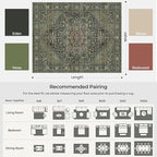 Kokia 6x9 Washable Area Rugs Dark Green with Vintage Orient Design Soft Rug for Living Room or Home Office Non-Slip Low Pile Stain Resistance Features Distressed Medallion Pattern