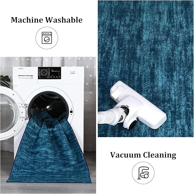 RUGSREAL 5x7 Living Room Area Rugs Modern Solid Color Area Rug Non-Slip Floor Carpet Indoor Washable Rug Contemporary Throw Carpet for Bedroom Kitchen Home Office, Indigo