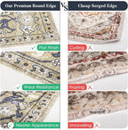PURRUGS Vintage Farmhouse Boho Runner Rug 2'6" x 8', Non-Slip Machine Washable Rug, Accent Area Rug for Kitchen, Hallway, Entryway, Bedroom, Living Room and Dining Room, Taupe/Vanilla