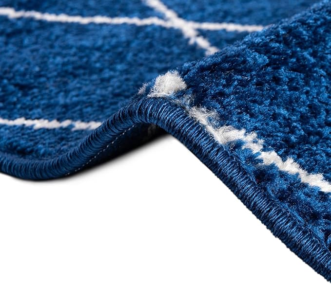 Unique Loom Trellis Frieze Collection Area Rug - Geometric (3' Square, Navy Blue/ Ivory)