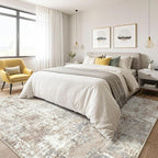 6x8 Area Rug Living Room: Machine Washable Large Abstract Modern Soft Rugs Stain Resistant Indoor Floor Non Slip Accent Carpet for Bedroom Nursery Playroom Office Dining Room Dorm Home House- Brown