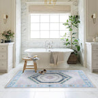 Fame Living Washable Area Rug. Modern Farmhouse. Vintage. Turkish. Bohemian. Distressed. Oriental. Traditional. Rugs for Living Room. Dining. Bedroom. Office. Entryway. Foyer. (856PBl, 5'9" x 8'9")