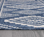 Beverly Rug Waikiki Boho Indoor Outdoor Rug 6x9, Washable Outside Carpet for Patio, Deck, Porch, Bohemian Area Rug, Farmhouse Rugs, Aztec Tribal Rug, Azure and White