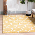 Rugs.com Lattice Frieze Collection Rug – 3' Square Yellow Medium Rug Perfect for Living Rooms, Kitchens, Entryways