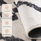 Area Rug 2x8 Rug Machine Washable Non-Slip Low Pile Print Pattern Western Rug for Living Room Bedroom Entryway Tribal Series -Navywhite/Black